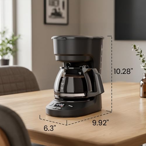 Kismile 5-Cup Drip Coffee Machine with LED Display, Coffee Maker with Timer, Auto Shut-Off, Removable Funnel, Compact, Ideal for Home & Office - My Kitchen Products