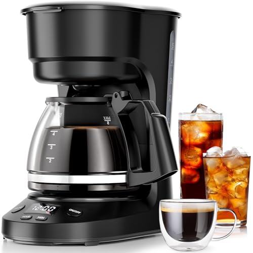 Kismile 5-Cup Drip Coffee Machine with LED Display, Coffee Maker with Timer, Auto Shut-Off, Removable Funnel, Compact, Ideal for Home & Office - My Kitchen Products