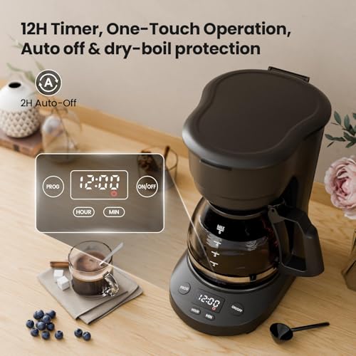 Kismile 5-Cup Drip Coffee Machine with LED Display, Coffee Maker with Timer, Auto Shut-Off, Removable Funnel, Compact, Ideal for Home & Office - My Kitchen Products