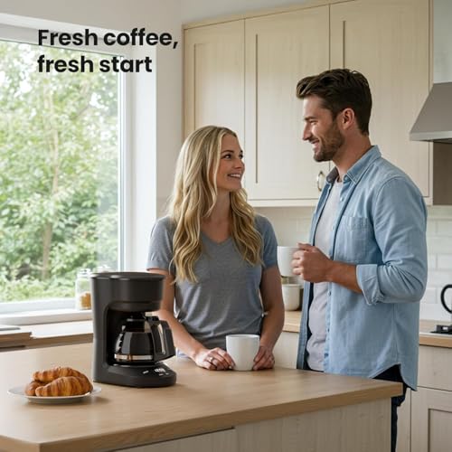 Kismile 5-Cup Drip Coffee Machine with LED Display, Small Coffee Maker with Anti-Drip, Timer, Auto Shut-Off, Dry-Boil Protection, Removable Funnel, Compact, Ideal for Home & Office - My Kitchen Products