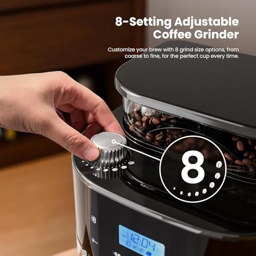 Kismile Drip Coffee Maker with Built-in Grinder, 10-Cup Grind and Brew Coffee Machine with Timer, Descaling Alert, Programmable with Brew Strength, 1.5L Water Tank, 2H Keep Warm for Home/Office - My Kitchen Products