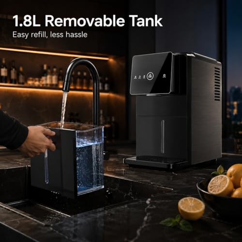 Kismile Nugget Ice Maker Countertop, 33LBS/24H Ice Machine with Soft Chewable Ice, One-Click, Self-Cleaning Function, Stainless Steel Ice Maker with Indicator Lights for Home/Kitchen(Black) - My Kitchen Products