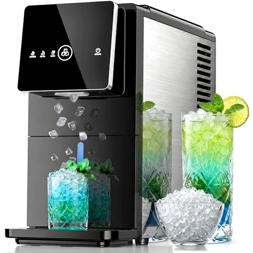 Kismile Nugget Ice Maker Countertop, 33LBS/24H Ice Machine with Soft Chewable Ice, One-Click, Self-Cleaning Function, Stainless Steel Ice Maker with Indicator Lights for Home/Kitchen(Black) - My Kitchen Products