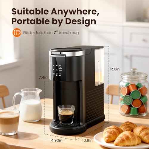 Kismile Single Serve Coffee Maker, 2 in 1 Drop Coffee Machine Compatible with K Cup & Ground Coffee, 5 Brew Sizes 6-14 Oz, 40oz Removable Water Tank,Self-Cleaning Function, Black - My Kitchen Products