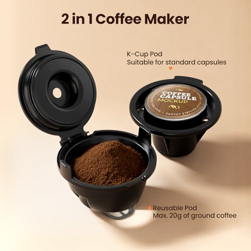 Kismile Single Serve Coffee Maker, 2 in 1 Drop Coffee Machine Compatible with K Cup & Ground Coffee, 5 Brew Sizes 6-14 Oz, 40oz Removable Water Tank,Self-Cleaning Function, Black - My Kitchen Products