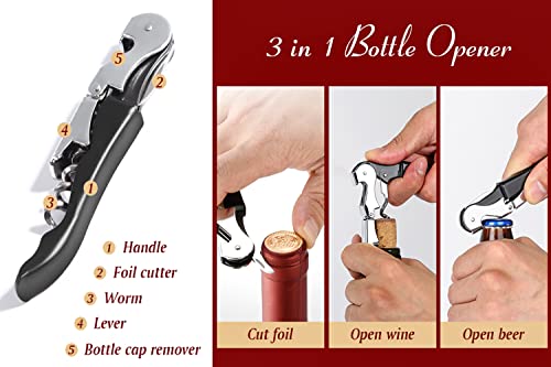 Kit-Home Professional Waiter Corkscrew Wine Openers Set (4 PCS),Upgraded with Heavy Duty Stainless Steel Hinges Wine Key for Restaurant Waiters, Sommelier, Bartenders - My Kitchen Products