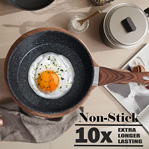 Kitchen Academy Induction Cookware Sets - 12 Piece Pots and Pans Set Non Stick, Black Granite Nonstick Cooking Pan Set(PFOS, PFOA Free) - My Kitchen Products
