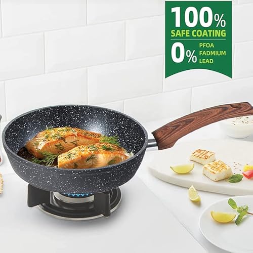 Kitchen Academy Induction Cookware Sets - 12 Piece Pots and Pans Set Non Stick, Black Granite Nonstick Cooking Pan Set(PFOS, PFOA Free) - My Kitchen Products