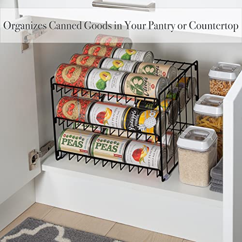 Kitchen Details 3 Tier Can Organizer | Canned Food Storage Rack | Kitchen Cabinet and Pantry Organization | Holds 36 Cans | Space Saving | Onyx - My Kitchen Products