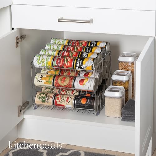 Kitchen Details 3 Tier Can Organizer | Chrome Steel Canned Food Storage Rack | Holds 36 Cans | Space-Saving Pantry & Cabinet Storage Solution | Easy Access to Canned Goods | Freestanding Design - My Kitchen Products