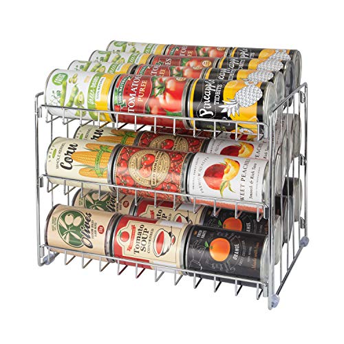 Kitchen Details 3 Tier Can Organizer | Chrome Steel Canned Food Storage Rack | Holds 36 Cans | Space-Saving Pantry & Cabinet Storage Solution | Easy Access to Canned Goods | Freestanding Design - My Kitchen Products
