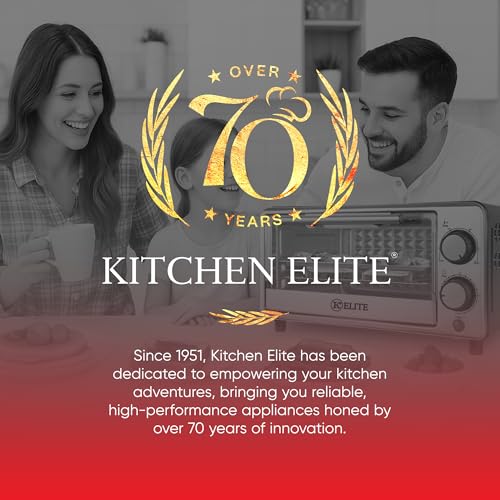 Kitchen Elite 4-Slice Toaster Oven, Compact Countertop Appliance with Bake Tray, Wire Rack, Adjustable Timer, and Temperature Control, Black - My Kitchen Products