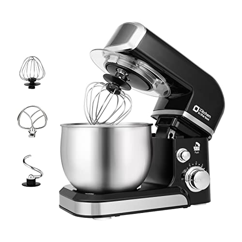 Kitchen in the box Stand Mixer,3.2Qt Small Electric Food Mixer,6 Speeds Portable Lightweight Kitchen Mixer for Daily Use with Egg Whisk,Dough Hook,Flat Beater (Black) - My Kitchen Products