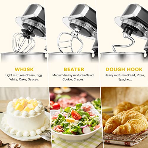 Kitchen in the box Stand Mixer,3.2Qt Small Electric Food Mixer,6 Speeds Portable Lightweight Kitchen Mixer for Daily Use with Egg Whisk,Dough Hook,Flat Beater (Black) - My Kitchen Products