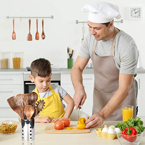 Kitchen Utenails Set with Holder,Kitchen Wooden Utensils for Cooking, Wood Utensil Natural Teak Wood Spoons for Cooking,Wooden Kitchen Utensil Set With Spatula and Ladle (11) - My Kitchen Products