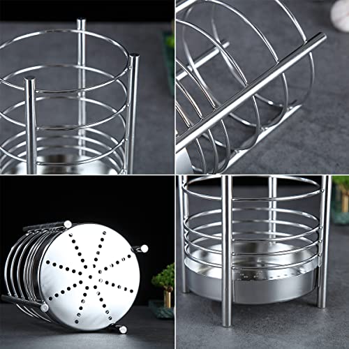 Kitchen Utensil Holder for Kitchen Counter, Stainless Steel Utensil Crocks, Utensil Storage Caddy Organizer, Cooking Utensil Holder, kitchen tools, Easy Cleaning (Silver/7.4''x5.2'') - My Kitchen Products