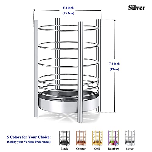 Kitchen Utensil Holder for Kitchen Counter, Stainless Steel Utensil Crocks, Utensil Storage Caddy Organizer, Cooking Utensil Holder, kitchen tools, Easy Cleaning (Silver/7.4''x5.2'') - My Kitchen Products