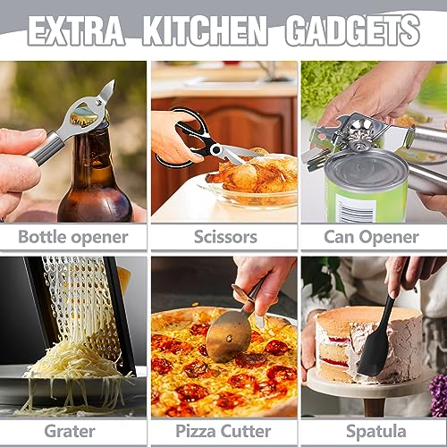 Kitchen Utensils Set- 34PCS Silicone Cooking Utensil with Holder, Umite Chef Heat Resistant Kitchen Spatula Set for Nonstick Cookware, Black Wooden Handles Kitchen Gadgets Tools Set - My Kitchen Products