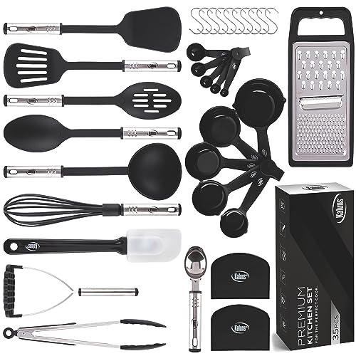 Kitchen Utensils Set 35 PCS Cooking Utensils Set, Nonstick and Heat Resistant Nylon Stainless Steel Silicone Spatula Set - Kitchen Gadgets Home Essentials Kitchen Accessories, Apartment Must Haves - My Kitchen Products