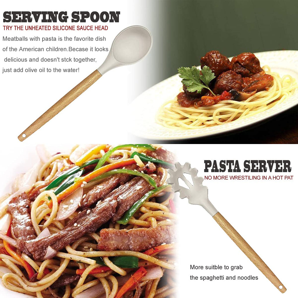 Kitchen Utensils Set- 35 PCs Cooking Utensils with Grater,Tongs, Spoon Spatula &Turner Made of Heat Resistant Food Grade Silicone and Wooden Handles Kitchen Gadgets Tools Set for Nonstick Cookware - My Kitchen Products