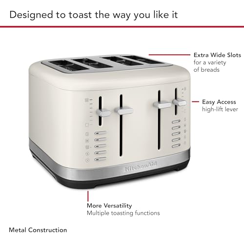 KitchenAid 4 Slice Automatic Toaster with Extra Wide Slots, KMT4109PL, Porcelain White - My Kitchen Products