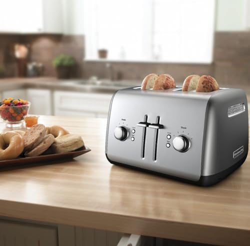 KitchenAid 4 Slice Manual Lift Toaster KMT4115CU, Contour Silver - My Kitchen Products