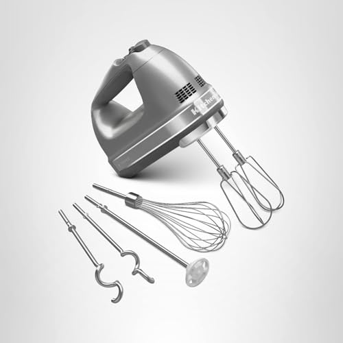 KitchenAid 9-Speed Digital Hand Mixer with Turbo Beater II Accessories and Pro Whisk - Contour Silver - My Kitchen Products