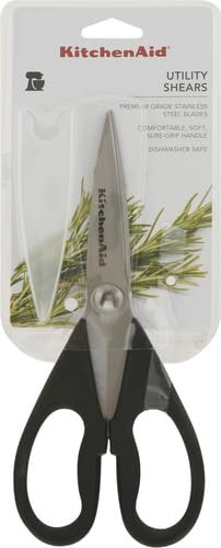 KitchenAid All Purpose Kitchen Shears with Protective Sheath Durable Stainless Steel Scissors, Dishwasher Safe, Soft Grip Comfort Handle, 8.72 Inch, Black - My Kitchen Products