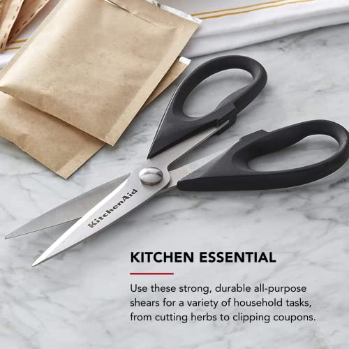KitchenAid All Purpose Kitchen Shears with Protective Sheath Durable Stainless Steel Scissors, Dishwasher Safe, Soft Grip Comfort Handle, 8.72 Inch, Black - My Kitchen Products