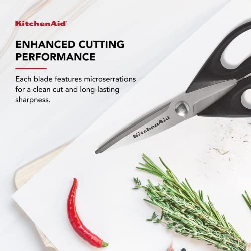 KitchenAid All Purpose Kitchen Shears with Protective Sheath Durable Stainless Steel Scissors, Dishwasher Safe, Soft Grip Comfort Handle, 8.72 Inch, Black - My Kitchen Products