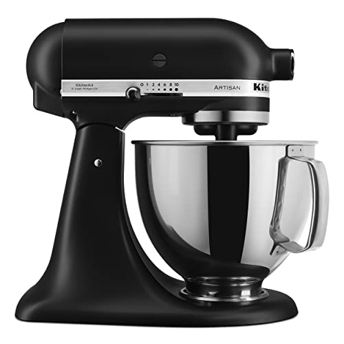 KitchenAid Artisan Series 5 Quart Tilt Head Stand Mixer with Pouring Shield KSM150PS, Matte Black - My Kitchen Products