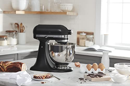 KitchenAid Artisan Series 5 Quart Tilt Head Stand Mixer with Pouring Shield KSM150PS, Matte Black - My Kitchen Products