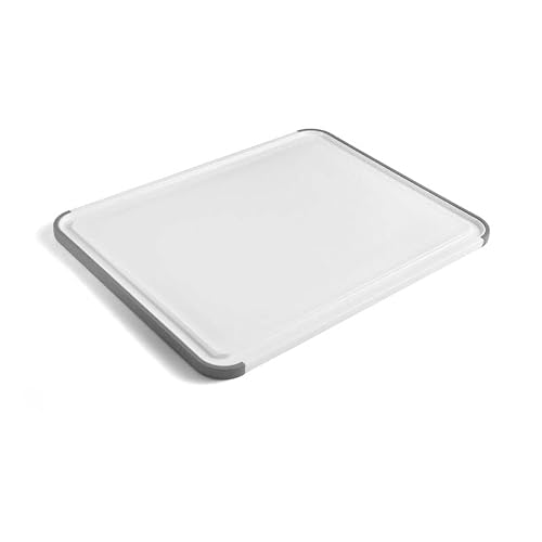 KitchenAid Classic Cutting Board with Perimeter Trench and Non Slip Edges, Dishwasher Safe, 11 inch x 14 inch, White and Gray - My Kitchen Products
