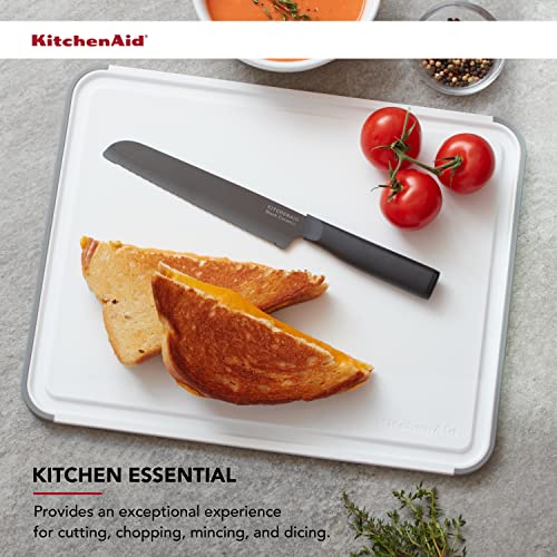 KitchenAid Classic Cutting Board with Perimeter Trench and Non Slip Edges, Dishwasher Safe, 11 inch x 14 inch, White and Gray - My Kitchen Products
