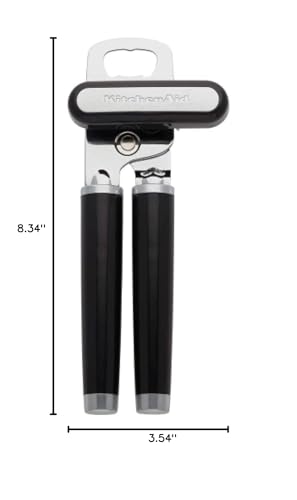 KitchenAid Classic Multifunction Can Opener and Bottle Opener Easy to Use, Razor Sharp Stainless Steel Cutting Wheel, Soft Ergonomic Handles, Black - My Kitchen Products