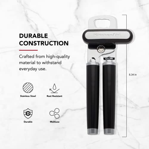 KitchenAid Classic Multifunction Can Opener and Bottle Opener Easy to Use, Razor Sharp Stainless Steel Cutting Wheel, Soft Ergonomic Handles, Black - My Kitchen Products