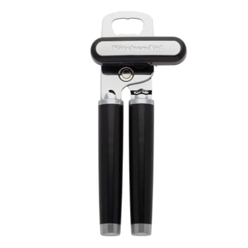 KitchenAid Classic Multifunction Can Opener and Bottle Opener Easy to Use, Razor Sharp Stainless Steel Cutting Wheel, Soft Ergonomic Handles, Black - My Kitchen Products