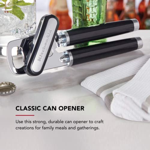 KitchenAid Classic Multifunction Can Opener and Bottle Opener Easy to Use, Razor Sharp Stainless Steel Cutting Wheel, Soft Ergonomic Handles, Black - My Kitchen Products