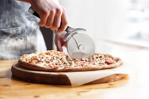 KitchenAid Classic Pizza Wheel with Sharp Blade For Cutting Through Crusts, Pies and More, Built In Finger Guard for Safety and Comfort Grip to Protect Fingers, Dishwasher Safe, 9-Inch, Black - My Kitchen Products