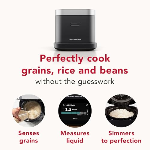 KitchenAid Compact 8 Cup Grain and Rice Cooker with Automatic Sensing and Integrated Scale, KGC2154, Black Matte - My Kitchen Products