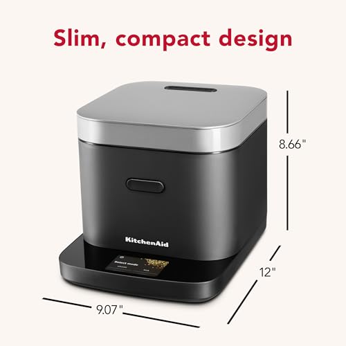KitchenAid Compact 8 Cup Grain and Rice Cooker with Automatic Sensing and Integrated Scale, KGC2154, Black Matte - My Kitchen Products