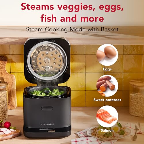 KitchenAid Compact 8 Cup Grain and Rice Cooker with Automatic Sensing and Integrated Scale, KGC2154, Black Matte - My Kitchen Products