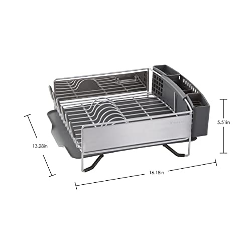 KitchenAid Compact Space Saving, Dish Rack with Removable Flatware Caddy and Angled Self Draining Drainboard, Satin Gray, 15-Inch-by-13.25-Inch - My Kitchen Products