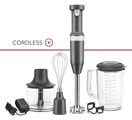 KitchenAid Cordless Variable Speed Hand Blender with Chopper and Whisk Attachment - KHBBV83 - My Kitchen Products