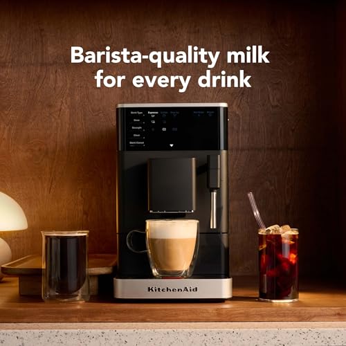 KitchenAid Fully Automatic Espresso Machine KF2 with 6 Hot and Iced Coffee Options | Built-In Grinder | Steam Wand, Black Matte KES8452 - My Kitchen Products