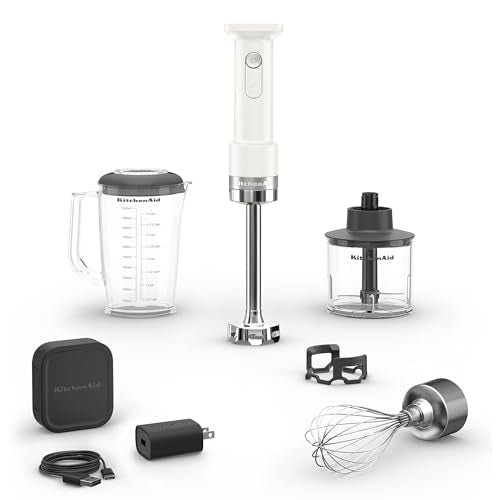 KitchenAid Go Cordless Hand Blender with Accessories - Battery Included, KHBRV75, Porcelain White - My Kitchen Products