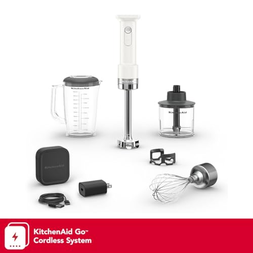 KitchenAid Go Cordless Hand Blender with Accessories - Battery Included, KHBRV75, Porcelain White - My Kitchen Products
