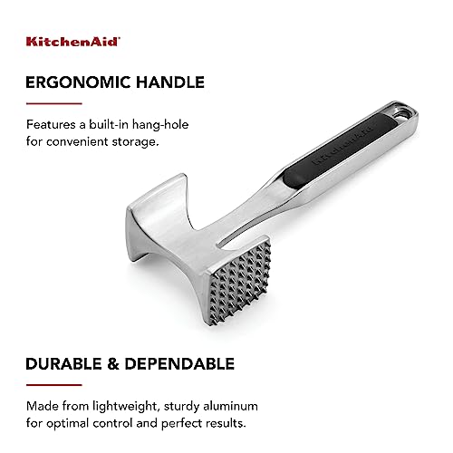 KitchenAid Gourmet Multi Sided Meat Tenderizer for Pounding Meats, Nuts, Shellfish, ect, Hang Hole for Easy Storage, Hand Wash, One Size, Black - My Kitchen Products