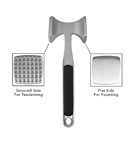 KitchenAid Gourmet Multi Sided Meat Tenderizer for Pounding Meats, Nuts, Shellfish, ect, Hang Hole for Easy Storage, Hand Wash, One Size, Black - My Kitchen Products