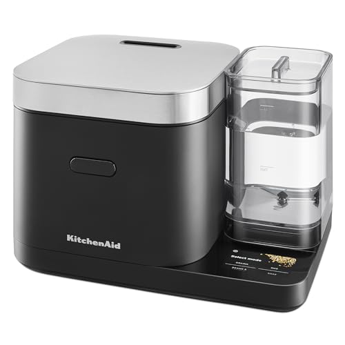 KitchenAid Grain and Rice Cooker 8 Cup with Automatically Sensing Integrated Scale + Water Tank, KGC3155, Black Matte - My Kitchen Products